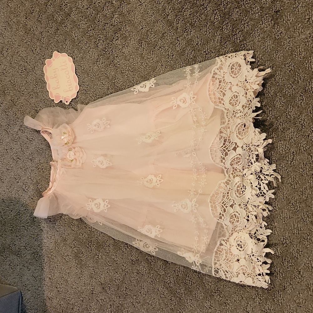 Baby Biscolli Baby girl bubble with cut out lace overlay pale pink size 0-3M